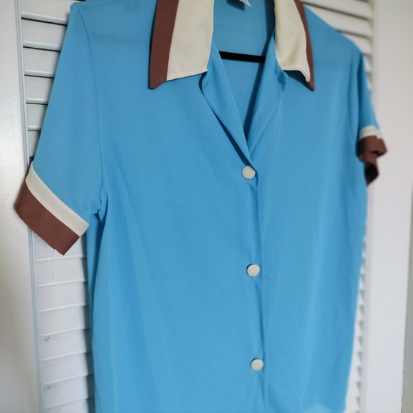 Vintage 1950s Gaymode JCPenney Robe, Top & Pants 3 piece Pajama Set Blue - Picture 9 of 16